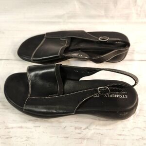 STONEFLY Absolute Comfort Black Leather Slingback Sandals - Women EU 41 US 10